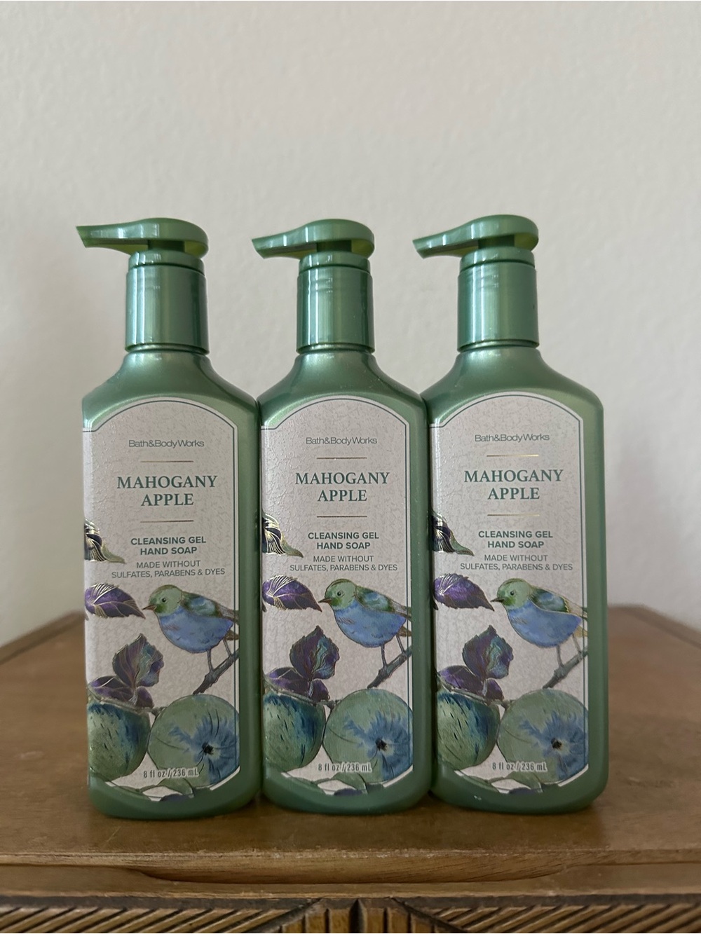 X3 Bath & Body Works Mahogany Apple Cleansing Gel Hand Soaps NEW
